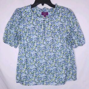 J Crew Liberty Fabric Top Small Floral Ruffle Trim Thorpe Hill Puff Sleeve